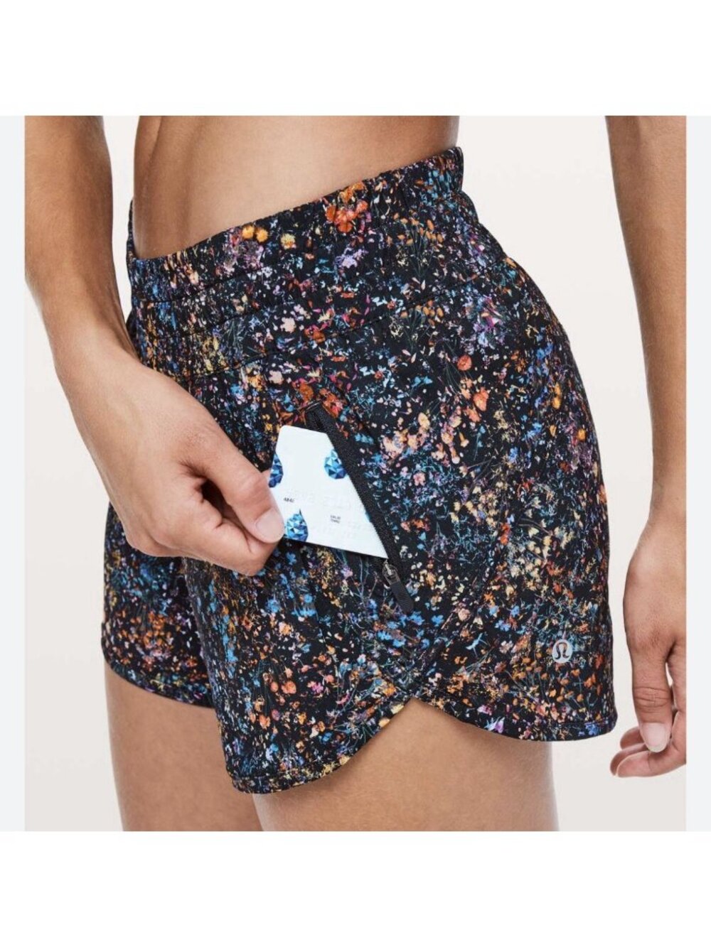 Lululemon Hotty Hot Short II *Long 4" Flowerescent Multi /Black | SIZE 12 NEW! - Picture 7 of 7